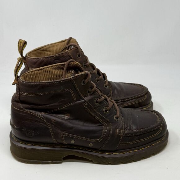 Dr Martens Aiken Moc Toe Boots Mens 11 Brown Leather Preppy Gorpcore Docs Doc - Picture 1 of 16